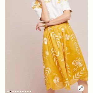 Anthropologie Vineland Embroidered Midi Skirt